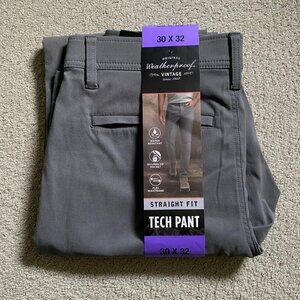 NEW Weatherproof Vintage Men's Straight Fit Water Resistant Tech Pant Gray 30x32